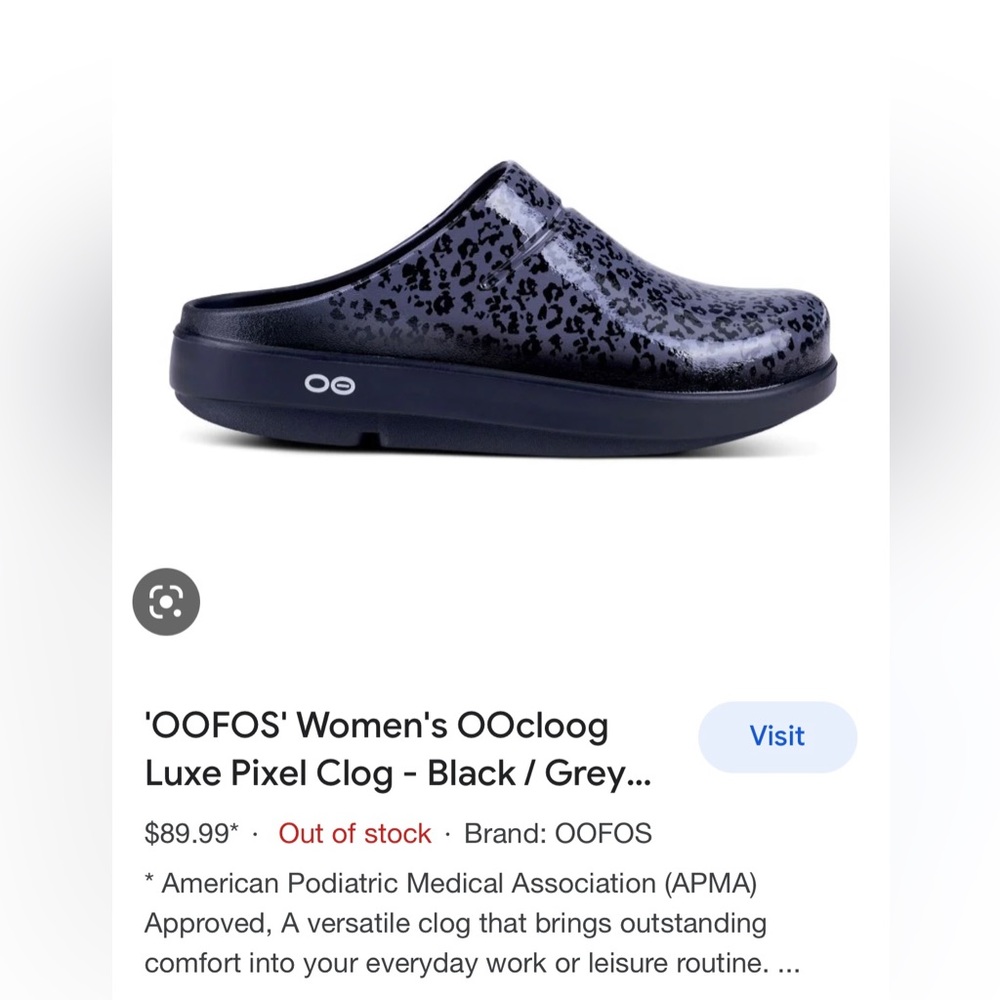 Women’s Black Leopard Oofos Clogs